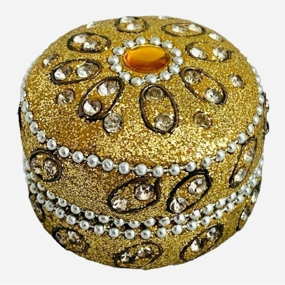 New Handmade Rhinestone Beads Embellished Travel Tea Light Candle Holder Tin Box - Picture 9 of 12